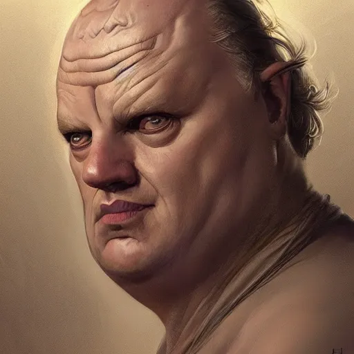 Image similar to svika pick as vladimir harkonnen, dune, portrait, intricate, elegant, highly detailed, digital painting, artstation, concept art, wallpaper, smooth, sharp focus, illustration, art by h. r. giger and artgerm and greg rutkowski and alphonse mucha