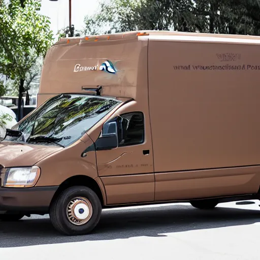 Image similar to A brown man parallel parks white work van, beeping, annoyed people