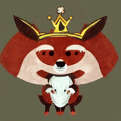 Image similar to cute little anthropomorphic foxy knight wearing a cape and a crown