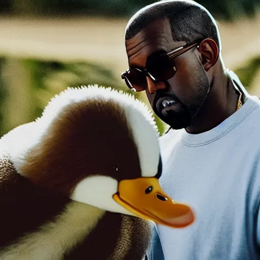 Image similar to kanye west holding a duck