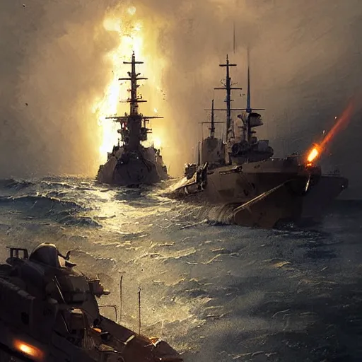 Image similar to united kingdom navy exploding by greg rutkowski