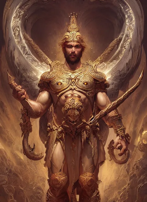 Image similar to digital _ painting _ of _ mythical god _ by _ filipe _ pagliuso _ and _ justin _ gerard _ symmetric _ fantasy _ highly _ detailed _ realistic _ intricate _ port