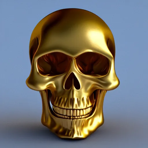 Prompt: 3 d render of a golden skull