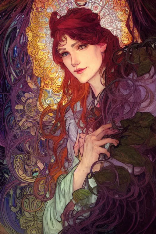 Image similar to portrait of a brooding person, ambient lighting, 4k, josephine wall, alphonse mucha, lois van baarle, ilya kuvshinov, rossdraws, artstation