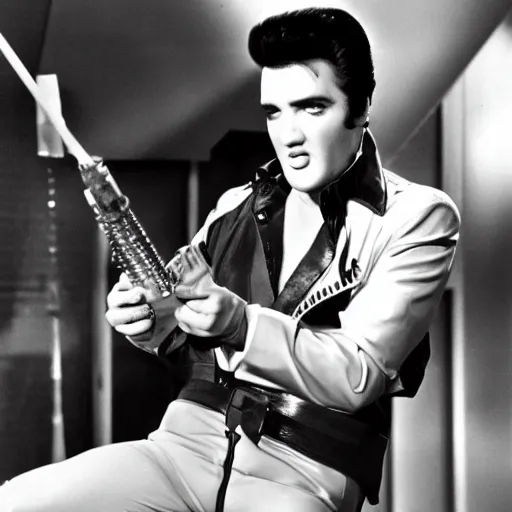 Image similar to elvis guest starring on the batman television series ( 1 9 6 6 ), 3 5 mm production still,