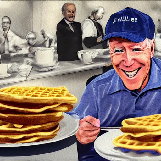 Image similar to Joe Biden eating waffles at Waffle House Digital Art