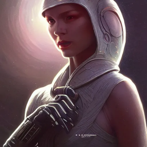 Image similar to an alien character from star wars, D&D, fantasy, intricate, cinematic lighting, highly detailed, digital painting, artstation, concept art, smooth, sharp focus, illustration, art by Artgerm, Greg Rutkowski and Alphonse Mucha