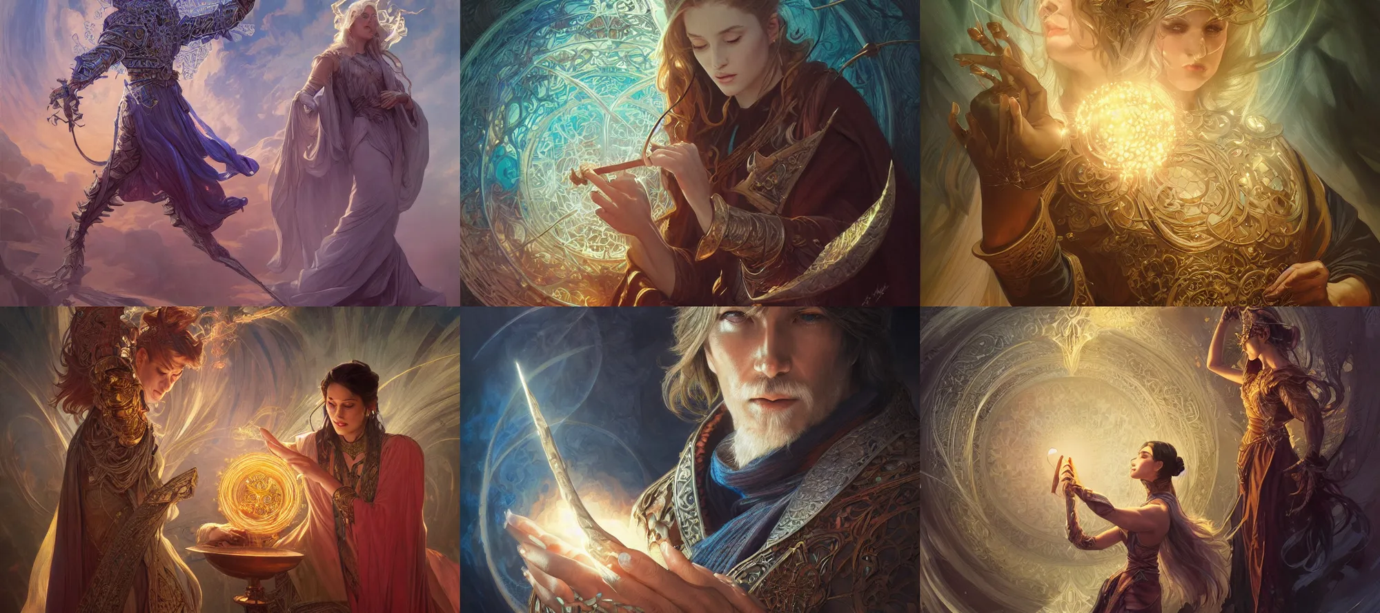 Prompt: wizard casting an arcane spell, channeling mystical energy, d & d, fantasy, intricate, elegant, highly detailed, digital painting, artstation, concept art, smooth, 8 k, sharp focus, illustration, art by artgerm and greg rutkowski and alphonse mucha