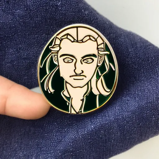 Prompt: legolas enamel pin