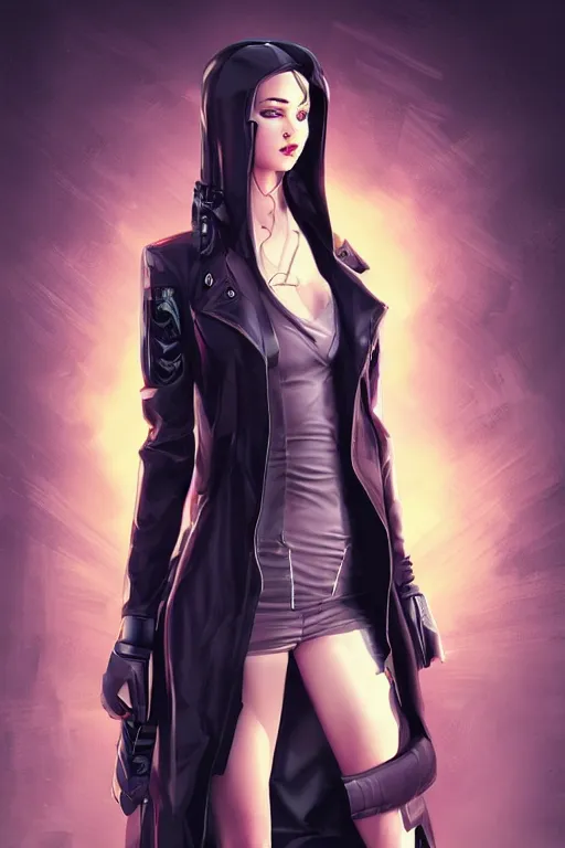 Prompt: Cyberpunk hacker, trenchcoat, by WLOP and artgerm, illustration, portrait