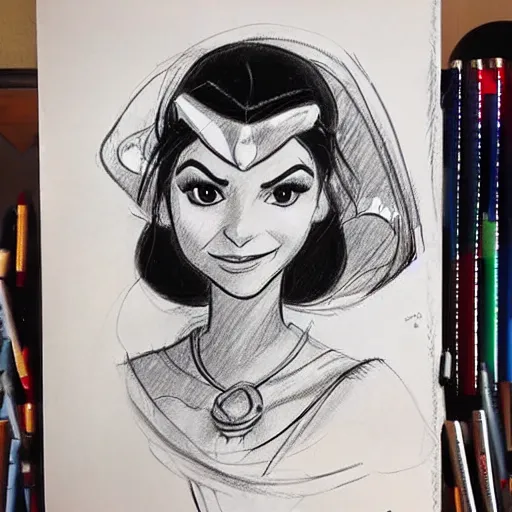 Image similar to milt kahl sketch of victoria justice as princess padme from star wars episode 3