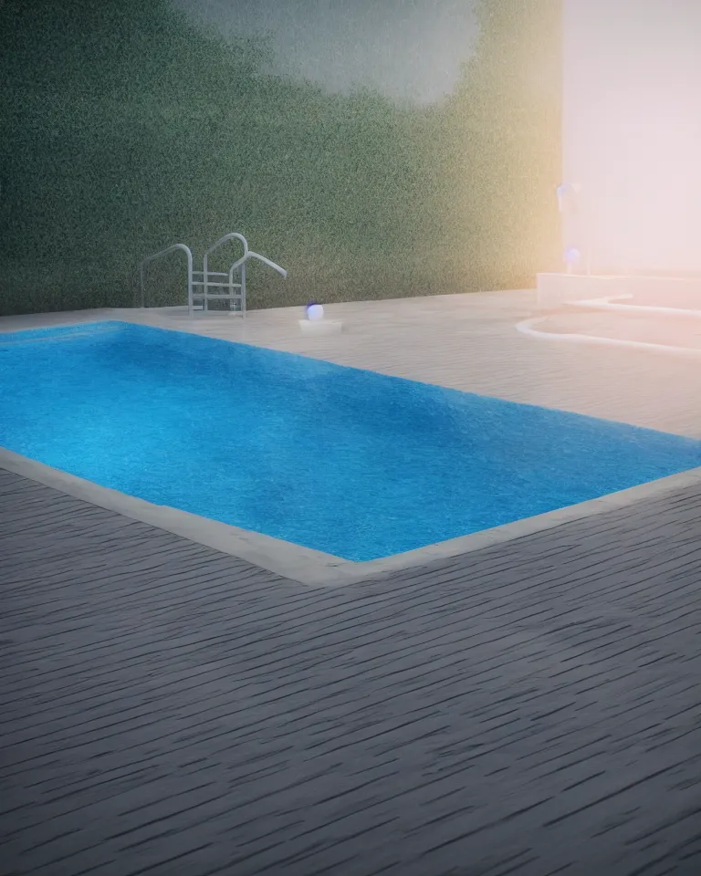 Prompt: swimming pool, liminal space, octane render