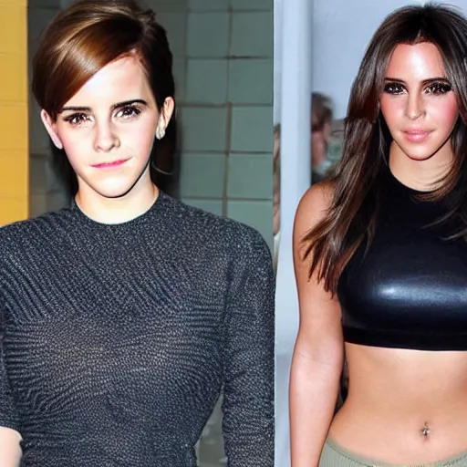 Image similar to emma watson kim kardashian hybrid