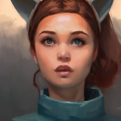 Image similar to portrait of a cute young woman with robot ears, 4k, sharp focus, Andreas Rocha
