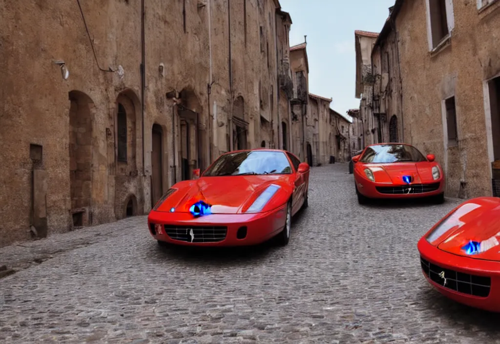 Image similar to ferrari in an old town