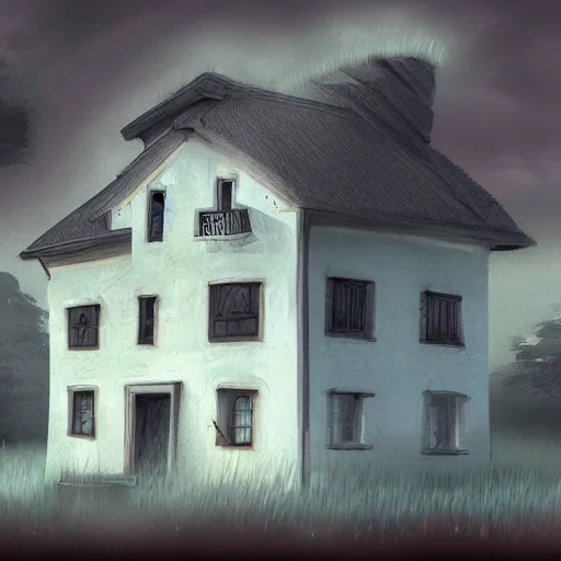 Image similar to house in the style of angrymikko, digital painting, fantasy art