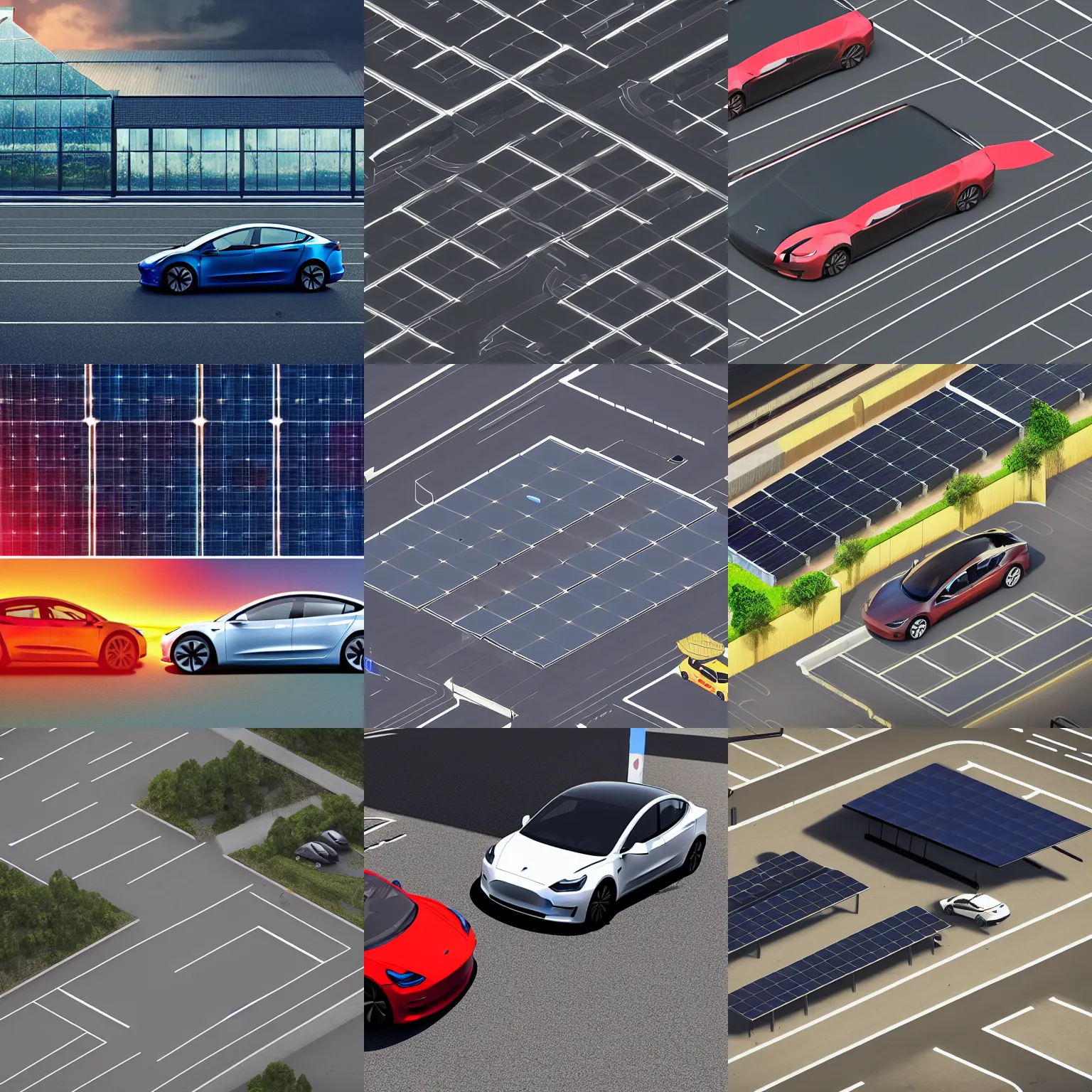 Prompt: isometric webdesign icon for tesla model 3 parking next to a solar carport, intricate, epic lighting, cinematic composition, hyper realistic, 8k resolution, unreal engine 5, by Artgerm, tooth wu, dan mumford, beeple, wlop, rossdraws, James Jean, Andrei Riabovitchev, Marc Simonetti, yoshitaka Amano, Artstation