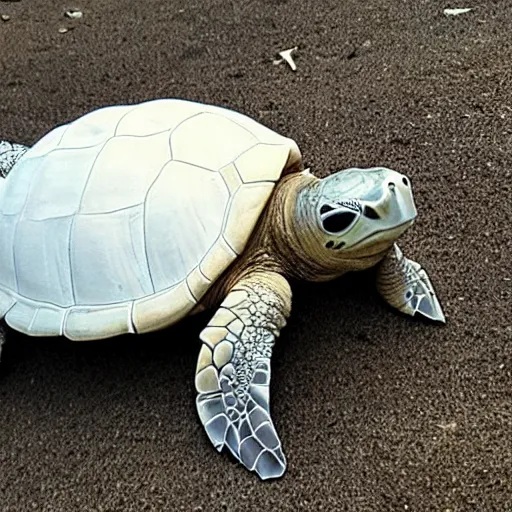 Image similar to a cute turtle with long white fluffy fur