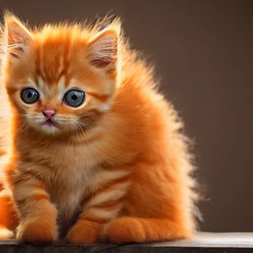 Image similar to cute fluffy orange tabby kitten, award winning photograph