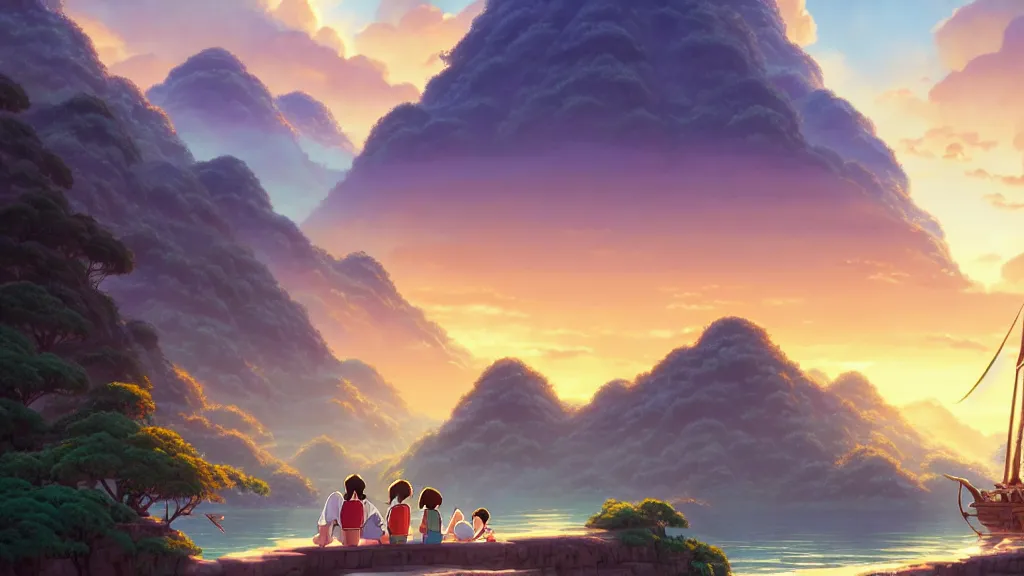 Image similar to el dorado, studio ghibli, pixar and disney animation, sharp, rendered in unreal engine 5, highly detailed, digital painting, artstation, concept art, smooth, sharp focus, illustration, wide angle, artbook, wallpaper, splash art, promo art, dramatic lighting, art by artgerm and greg rutkowski and bo chen and jin xiaodi