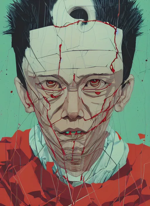 Image similar to symmetry!! portrait of tetsuo from akira, by sachin teng, organic, cables, matte painting, geometric shapes, hard edges! graffiti, street art