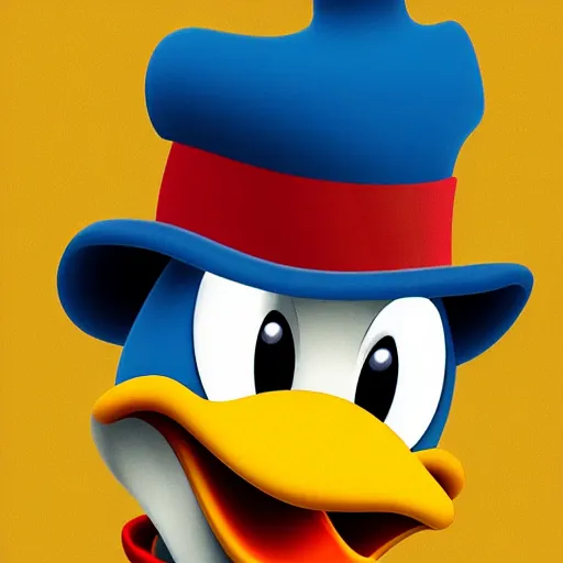 Prompt: portrait of donald duck by rose roosendaal, digital art