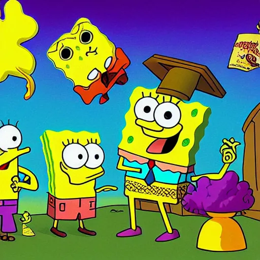 Spongebob is dead and sad Grime Art for @sadeditors by Caleb Van