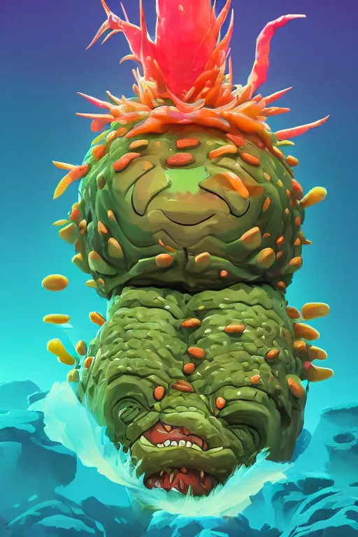 Image similar to 3 d render creature animal sushi cristal very big eye roots cactus elemental flush of force nature micro world fluo fishscale, comics gta 5 cover, official fanart behance hd artstation by jesper ejsing, by rhads, makoto shinkai and lois van baarle, ilya kuvshinov, ossdraws