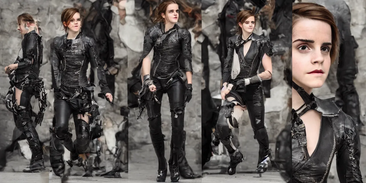 Image similar to emma watson baroque cyberpunk flight suit