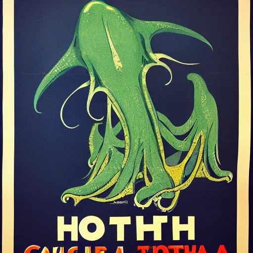 Prompt: A vintage poster of C'thulhu as Big Brother
