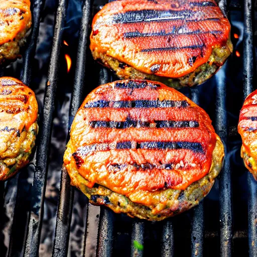 Image similar to Award winning photo of burger patties cooking on a grill.