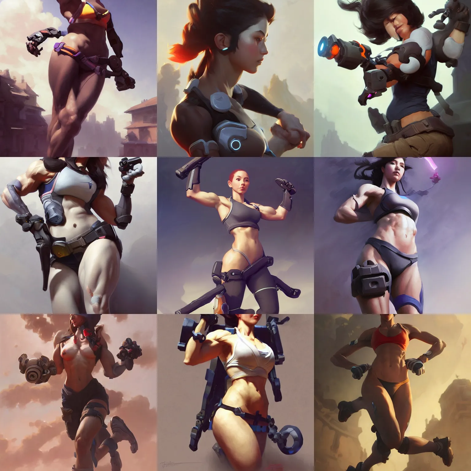 Prompt: fit girl, overwatch, masterpiece 4k digital illustration by Ruan Jia and Mandy Jurgens and Artgerm and william-adolphe bouguereau, highly detailed, trending on artstation, award winning,