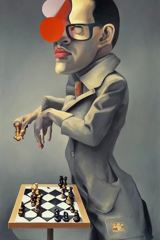 a painting of anish giri pondering over a chess board,, Stable Diffusion