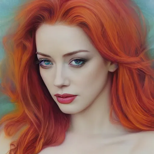 Image similar to photo of a gorgeous christina hendricks / amber heard hybrid in the style of stefan kostic, realistic, professionally, professionally color graded, half body shot, sharp focus, 8 k high definition, insanely detailed, intricate, elegant, art by stanley lau and artgerm