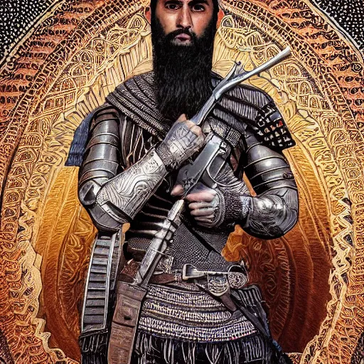 Prompt: “ full body, afghan warrior, an afghan male type, standing in - front of the kaa ’ ba, highly intricate detailed, light and shadow effects, intricate, highly detailed, digital painting, art station, concept art, smooth, sharp focus, illustration, advanced digital art, atmospheric lighting, detailed face, 8 k, hq ”