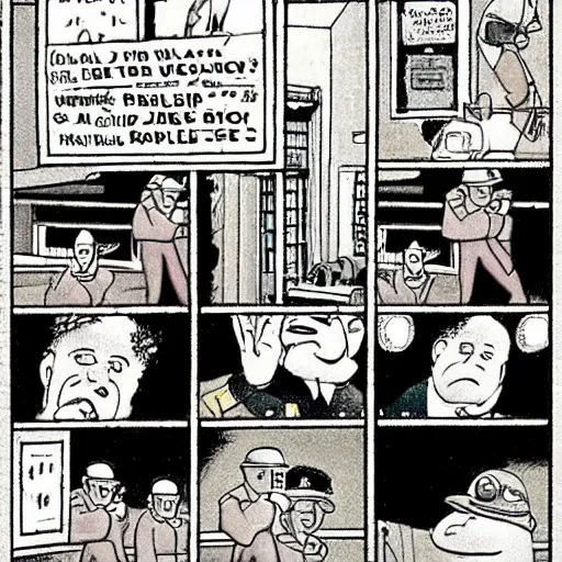 Image similar to dslr of a the far side single - panel comic of police brutality drawn by gary larson, comprehensive 2 d render, perfect symmetry, intricate, masterpiece, grayscale