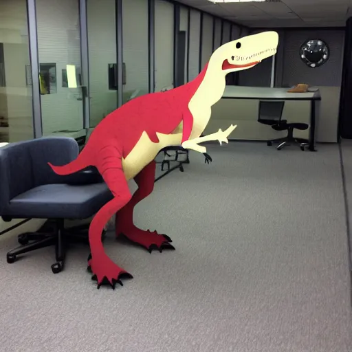 dinosaur in a suit working late at the office Stable Diffusion