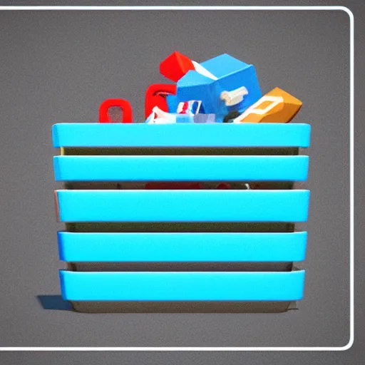 Image similar to cubby crate 3 d icons for mobile game, stylized, blue scheme, octane render