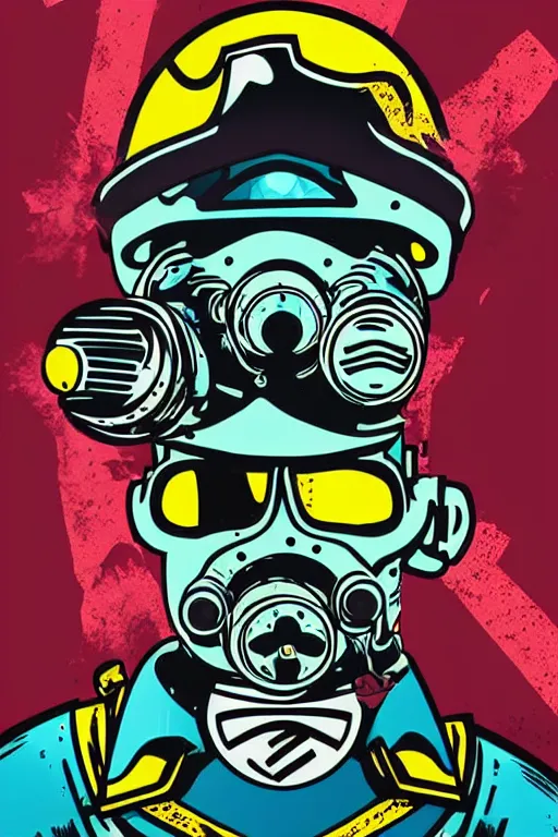 Image similar to fallout 7 6 retro futurist illustration art by butcher billy, sticker, colorful, illustration, highly detailed, simple, smooth and clean vector curves, no jagged lines, vector art, smooth andy warhol style