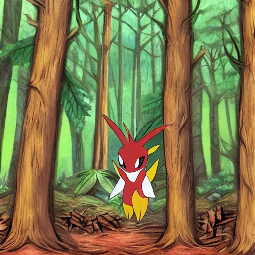 Prompt: a forest pokemon