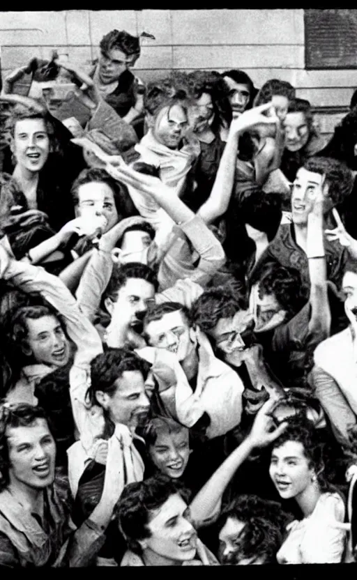 Image similar to patients partying outside the dance club during a war, teenage movie