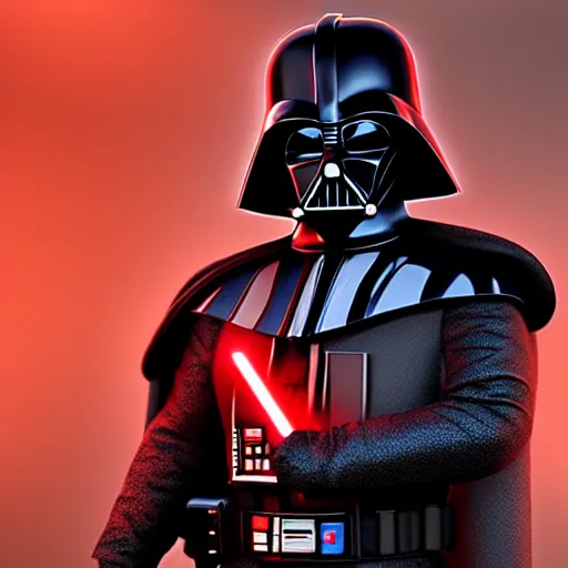 Prompt: darth vader, portrait, realistic, high definition, very detailed, extremely high detail, photo realistic, symmetrical, unreal engine 5, red color