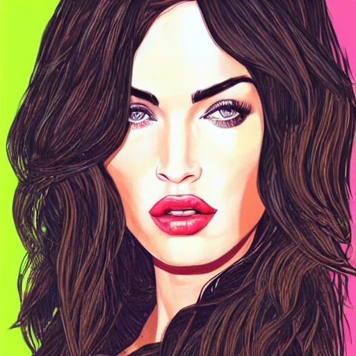 Image similar to megan fox portrait by arunas kacinskas, digital illustration, colorful sketch, pencils, patterns in the background