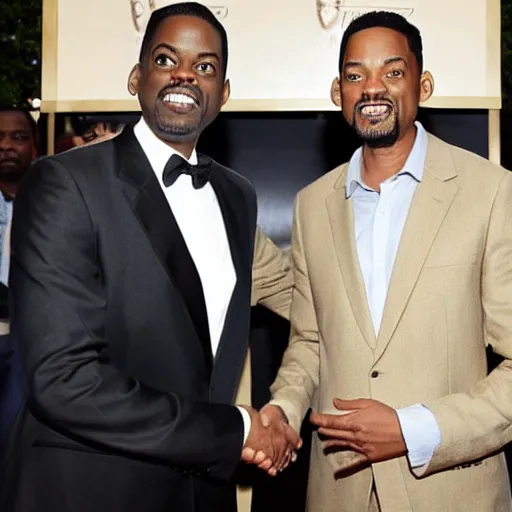 Prompt: chris rock and will smith shaking hands