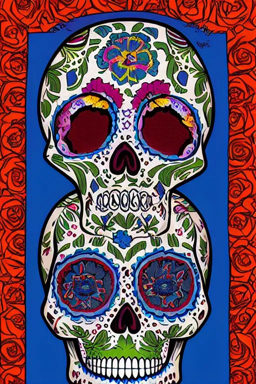 Prompt: Illustration of a sugar skull day of the dead girl, art byGreg Hildebrandt