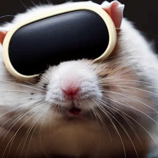 Image similar to a hamster wearing a virtual reality headset, photorealistic 4k