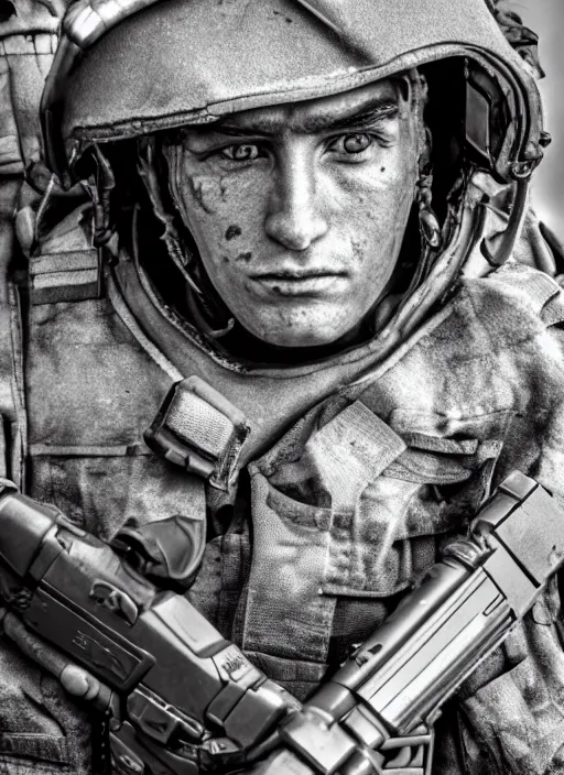 Image similar to war soldier, high developed equipment, futuristic, vicious, ultra realistic, 8K resolution, film grain,