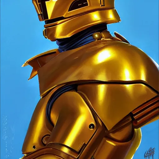 Image similar to greg manchess portrait painting of c 3 po as overwatch character, medium shot, asymmetrical, profile picture, organic painting, sunny day, matte painting, bold shapes, hard edges, street art, trending on artstation, by huang guangjian and gil elvgren and sachin teng