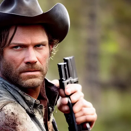 Image similar to Film still of Arthur Morgan, from The Walking Dead (2010 TV Show)