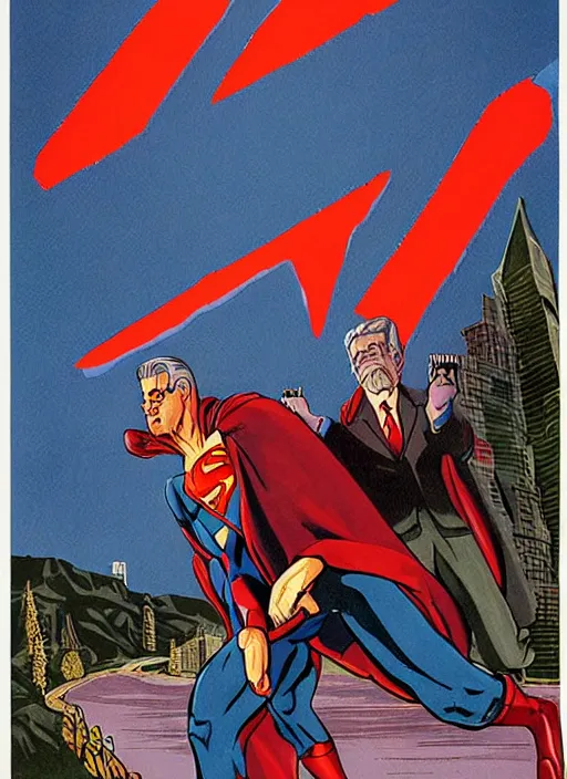 Image similar to Twin Peaks art, of Boris Karloff as Superman, Sam Weber, Laurent Durieux, Katherine Lam from scene from Twin Peaks, from scene from Twin Peaks, clean, New Yorker magazine cover